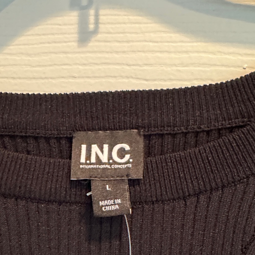 INC International Concepts Ribbed Black Sweater